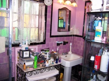 cluttered bathroom