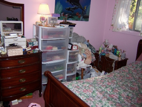 cluttered bedroom