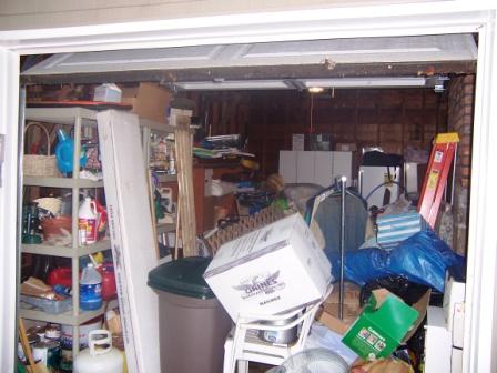 cluttered garage